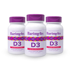 BariMelts Vitamine D3 5000 IU 270 comprimés à dissoudre, goût pomme, vue de l'emballage
