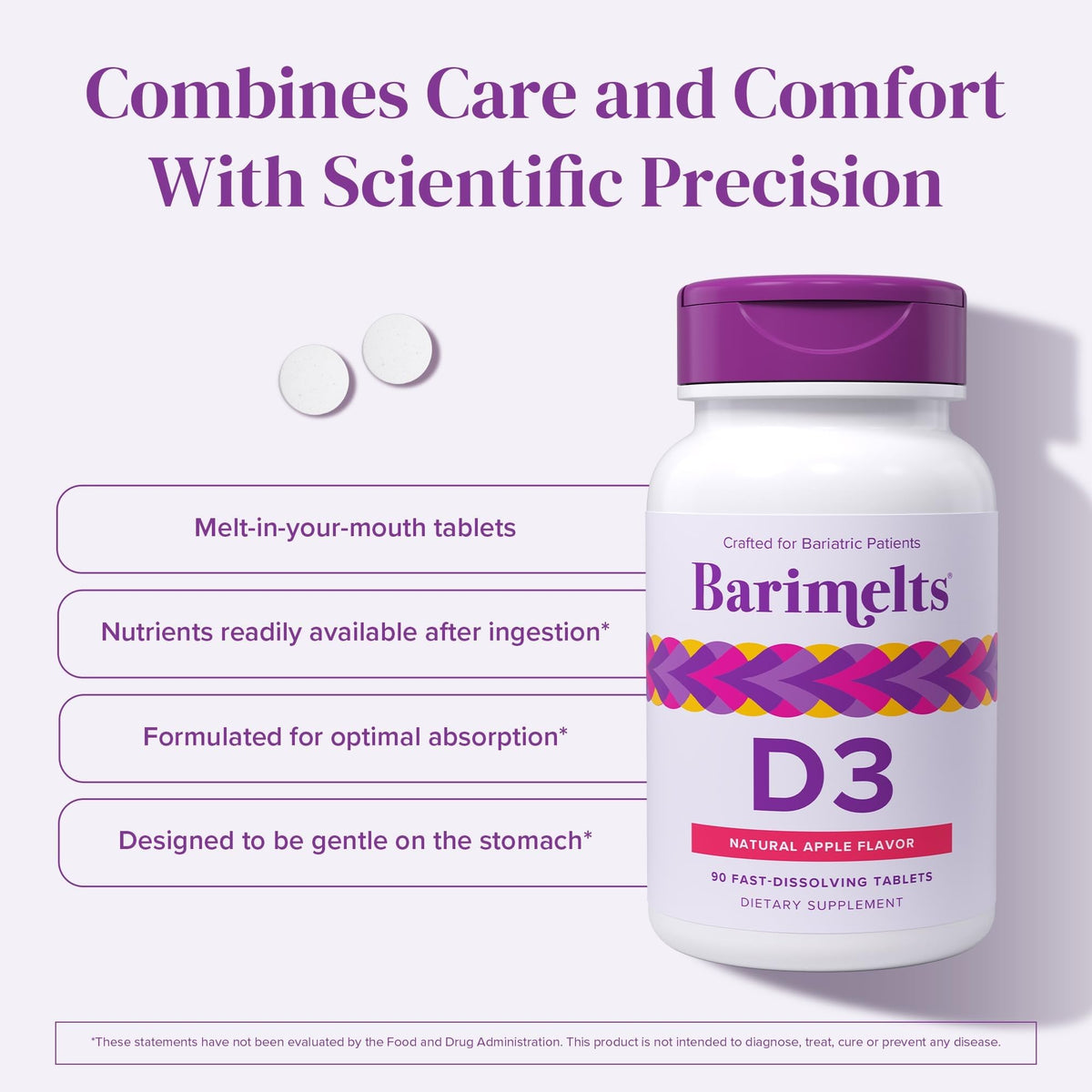 BariMelts Vitamine D3 90 comprimés avec étiquette et informations