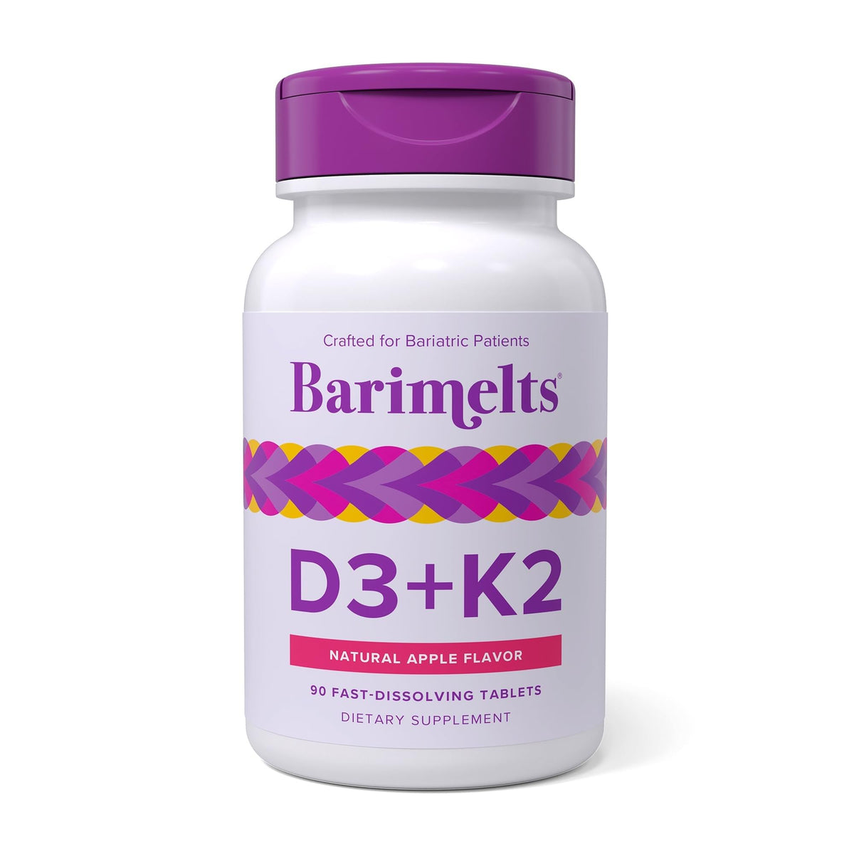 BariMelts Vitamine D3 & K2 90 comprimés saveur pomme naturelle vue de face