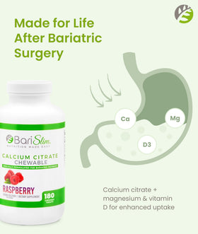 BariSlim Calcium Citrate comprimés sur une table avec un fond naturel