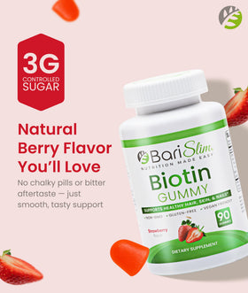 BariSlim Gummies Biotine 5000 mcg gummies dans une main