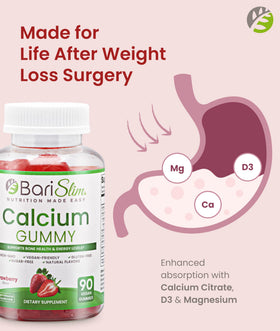 BariSlim Gummies Calcium 500mg 90 Vegan Fraise côté