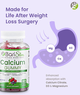 BariSlim Gummies Calcium Bariatriques 500mg avec plusieurs gummies