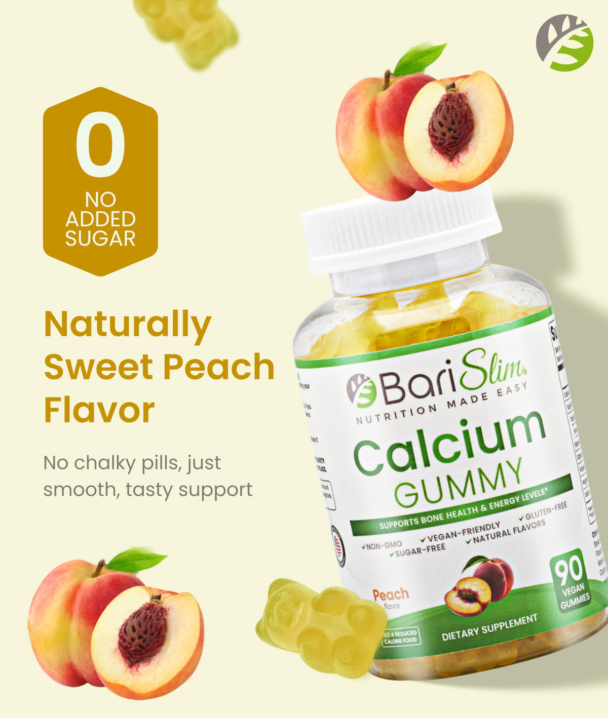 BariSlim Gummies Calcium Végétalien 500mg Pêche - texture de la gomme