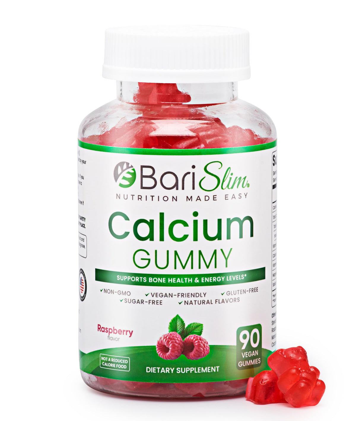 BariSlim Gummies Calcium Végétalien Framboise boîte avant
