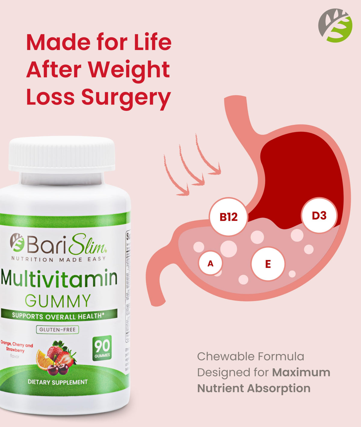 BariSlim Gummies Multivitamines 90 Chews couleur cerise