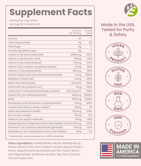 BariSlim Gummies Multivitamines Cerise, packaging et informations nutritionnelles