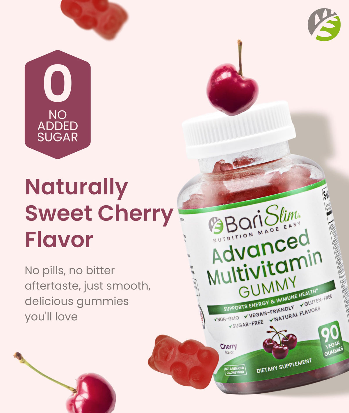 BariSlim Gummies Multivitamines Cerise, prise de gummies avec un verre d'eau