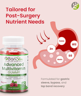 BariSlim Gummies Multivitamines Végétales Framboise avec étiquette