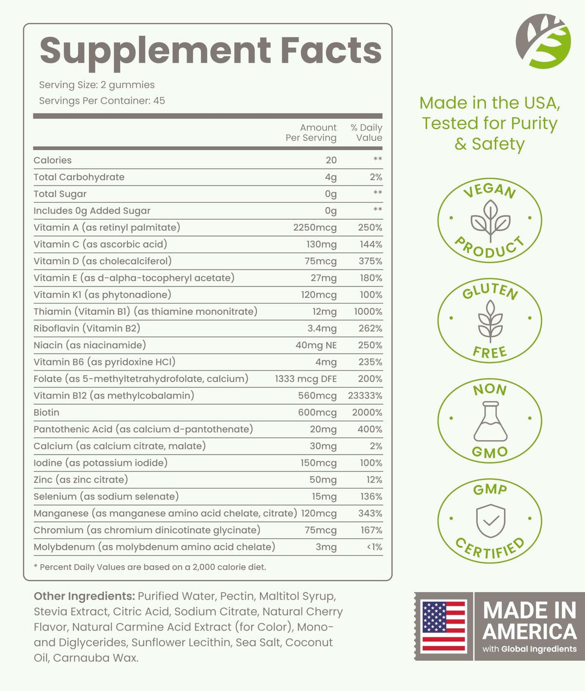 BariSlim Gummies Multivitamines Végétales Kiwi, emballage