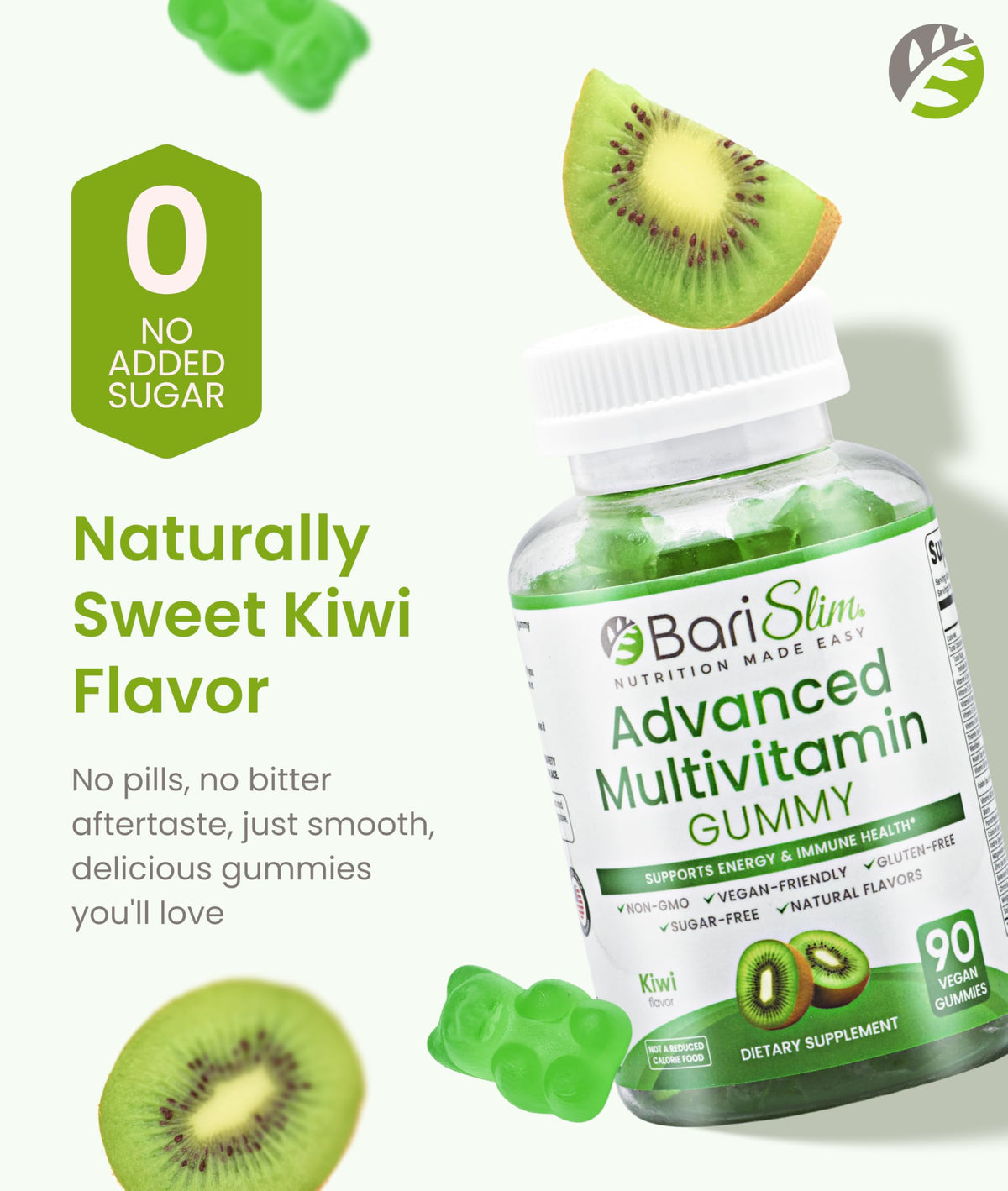 BariSlim Gummies Multivitamines Végétales Kiwi, prise en main