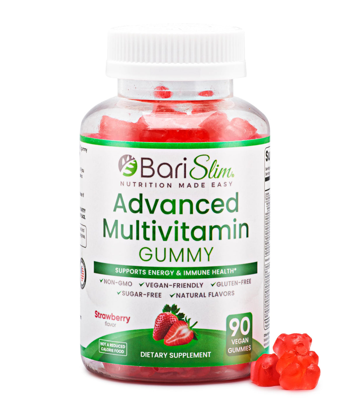 BariSlim Gummies Multivitamines Végétaliennes 90 Fraise - vue de face