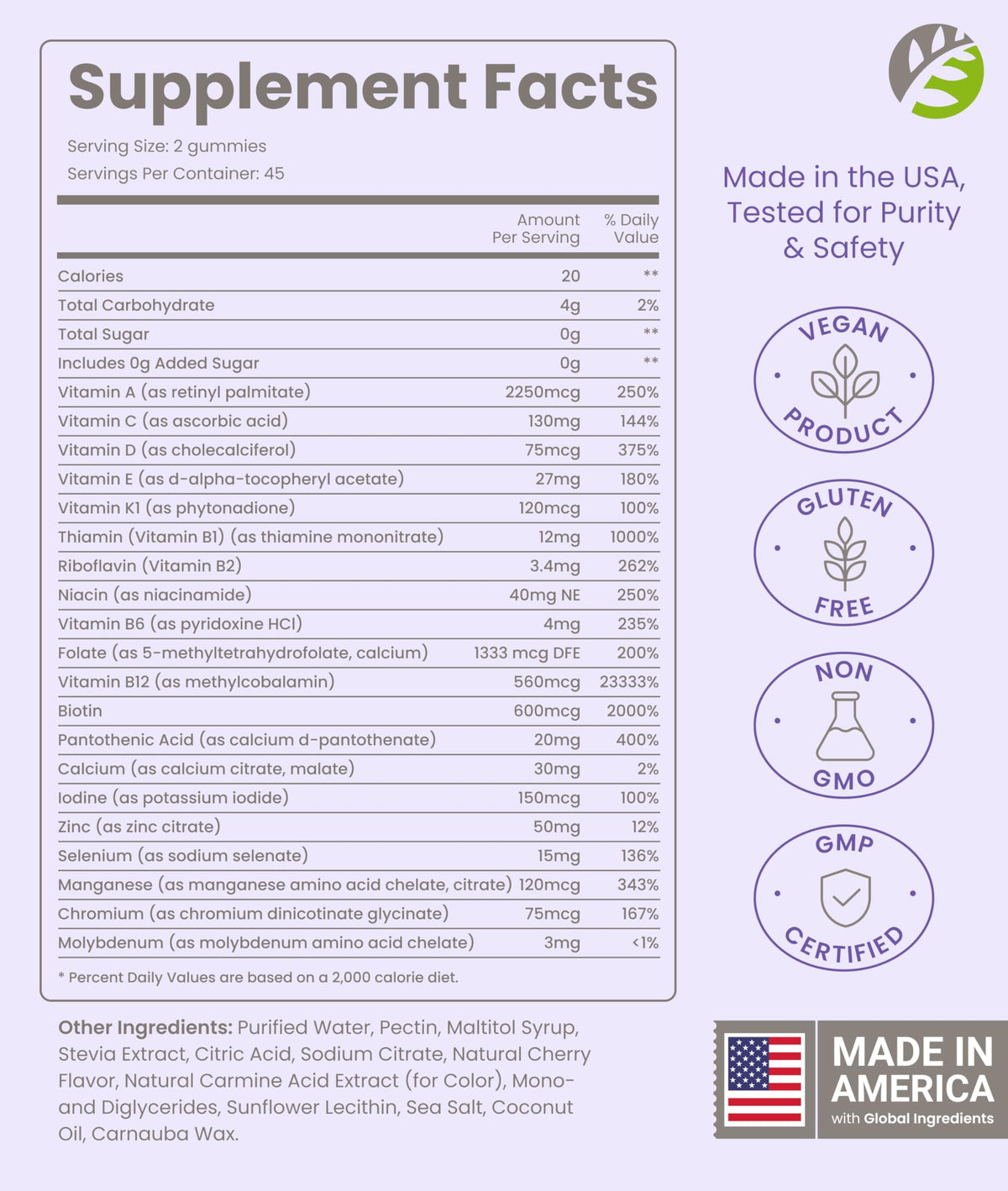 BariSlim Gummies Multivitamines Végétaliennes saveur baie mixte