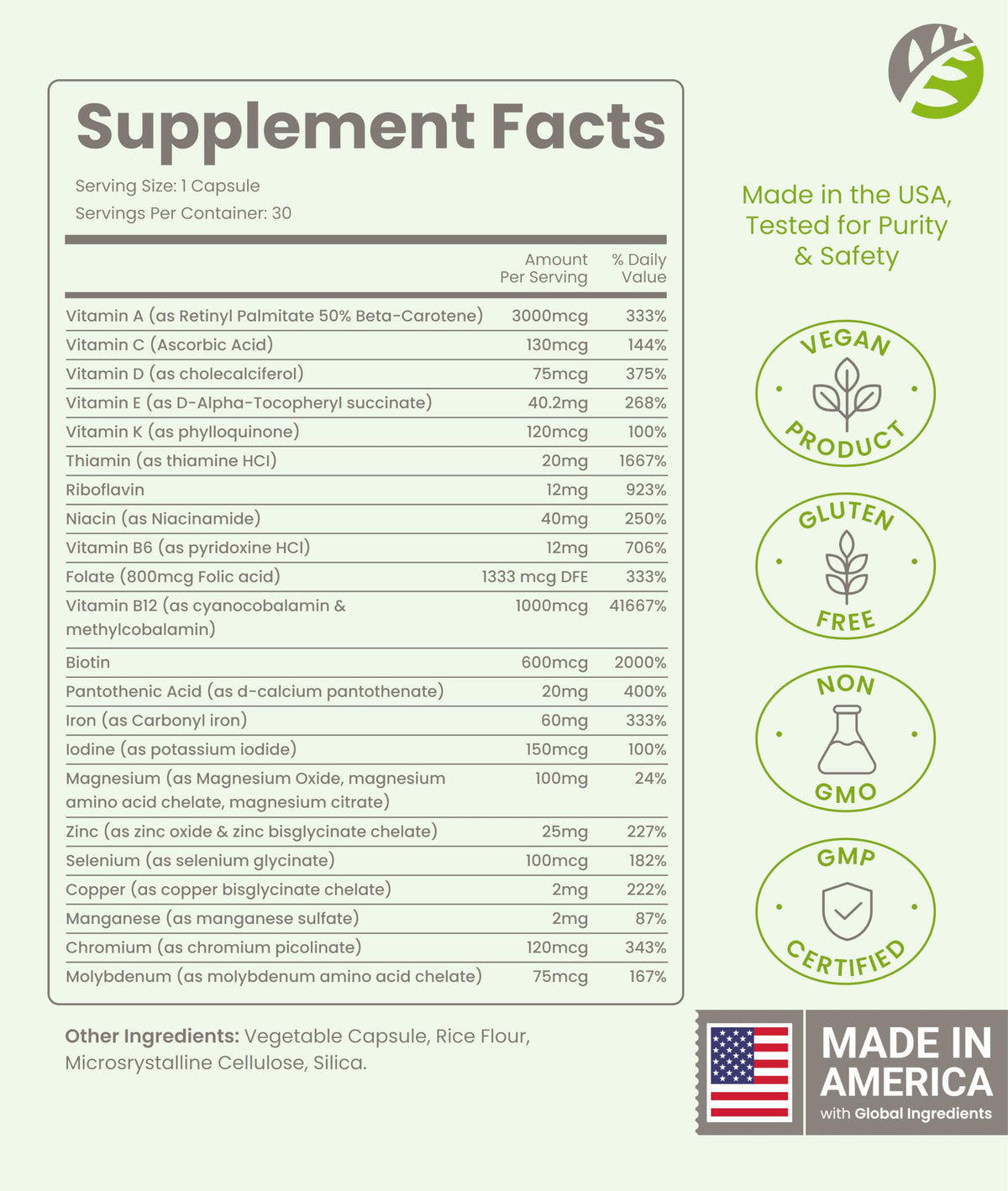 BariSlim Multivitamine Quotidienne avec Fer 60mg - capsule ouverte