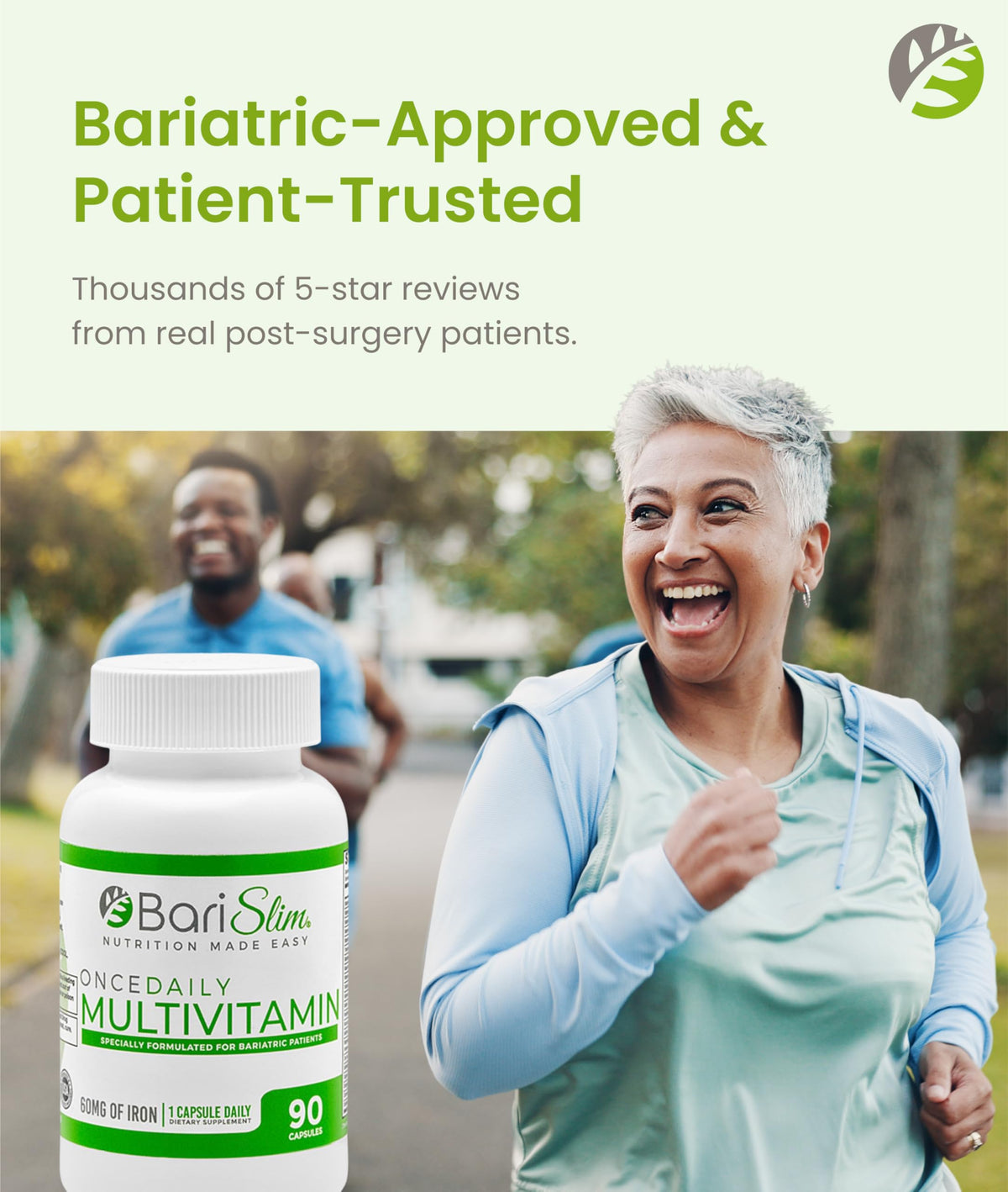 BariSlim Multivitamine Quotidienne avec Fer 60mg, vue de l'arrière de la boîte