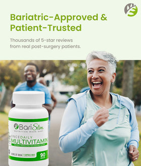 BariSlim Multivitamine Quotidienne avec Fer 60mg, vue de l'arrière de la boîte