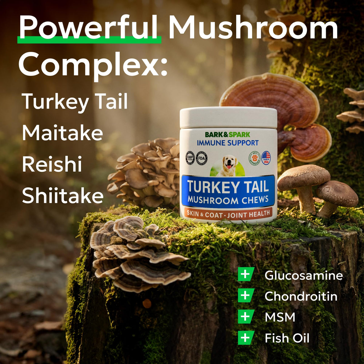 BARK&SPARK Chews de Champignon Turkey Tail pour Chiens - emballage
