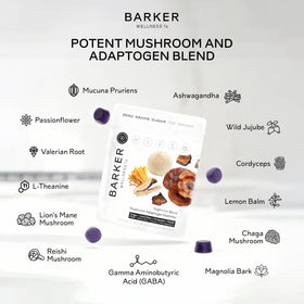 Barker Wellness Gummies de Champignons Adaptogènes Nuit 60ct avec une cuillère