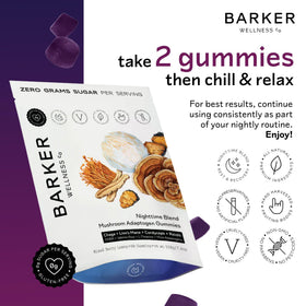 Barker Wellness Gummies de Champignons Adaptogènes Nuit 60ct emballage