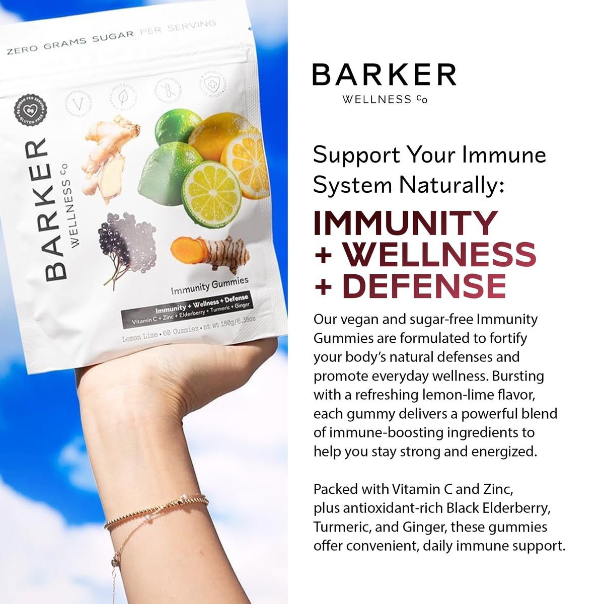 Barker Wellness Gummies, gros plan sur une gummy