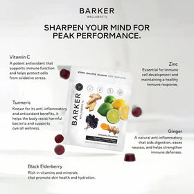 Barker Wellness Gummies, présentation sur une table