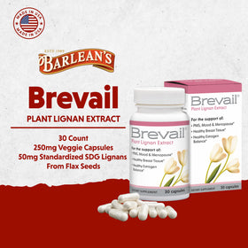 Barlean's Brevail Extrait de Lignane 30 Capsules avec étiquette détaillée