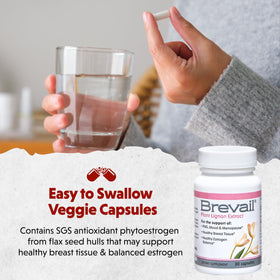 Barlean's Brevail Extrait de Lignane 30 Capsules ouvertes avec une capsule à côté