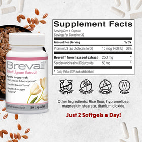 Barlean's Brevail Extrait de Lignane 30 Capsules vue de dos