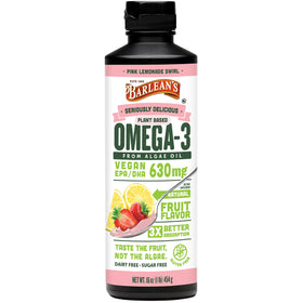 Barlean's Complément Alimentaire Omega 3 Vegan 630 mg EPA DHA bouteille vue avant