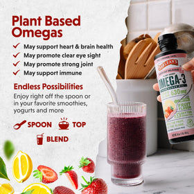 Barlean's Complément Alimentaire Omega 3 Vegan 630 mg EPA DHA étiquette arrière