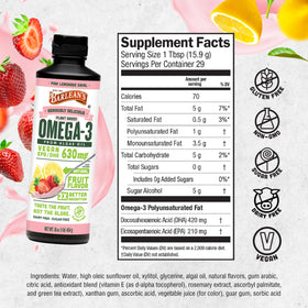 Barlean's Complément Alimentaire Omega 3 Vegan 630 mg EPA DHA vue latérale