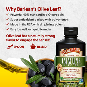 Barlean's complexe liquide de feuille d'olivier 473ml étiquette