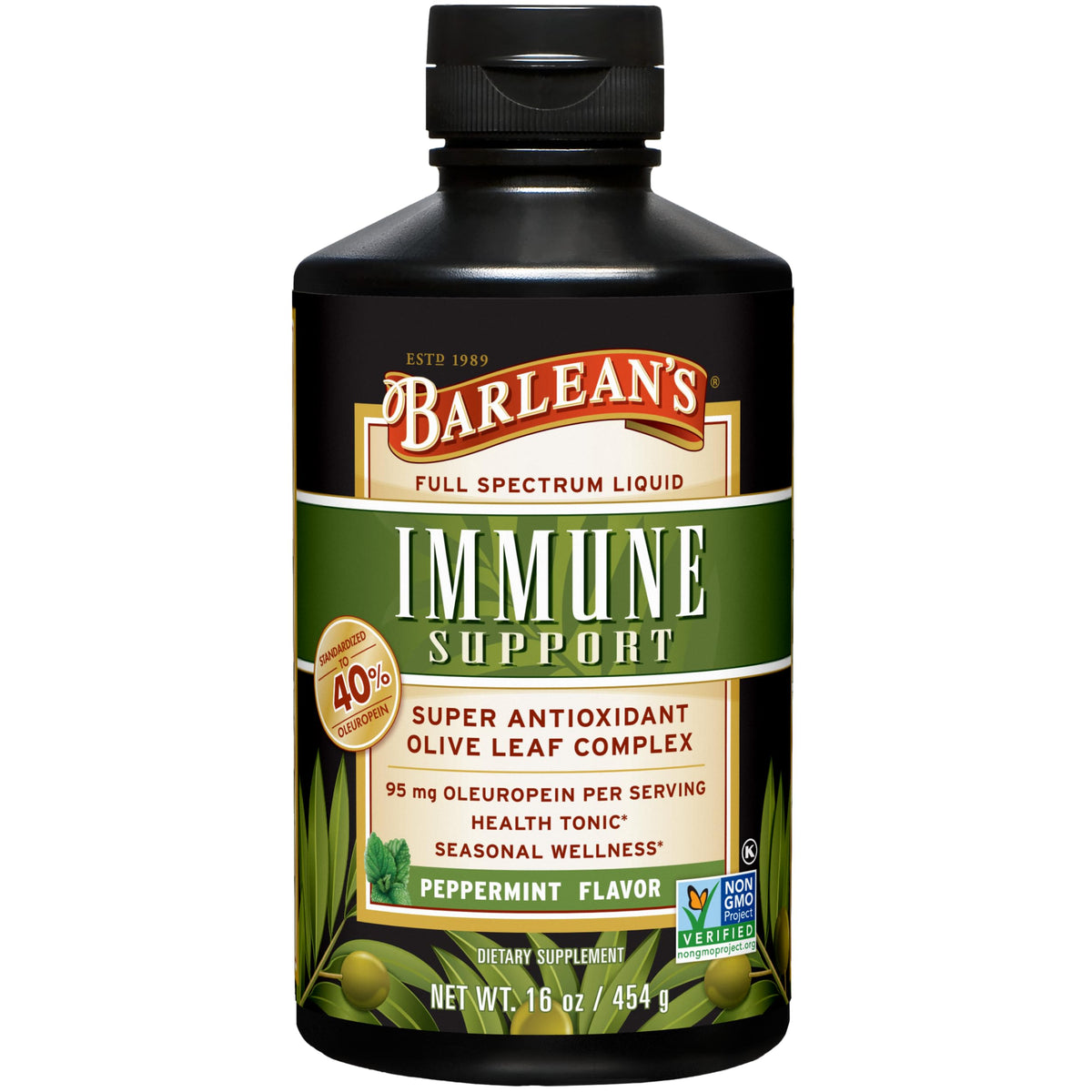 Barlean's complexe liquide de feuille d'olivier 473ml vue avant