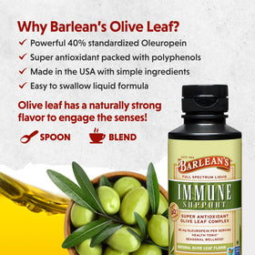 Barlean's Extrait de Feuille d'Olivier 240ml en verre sur table