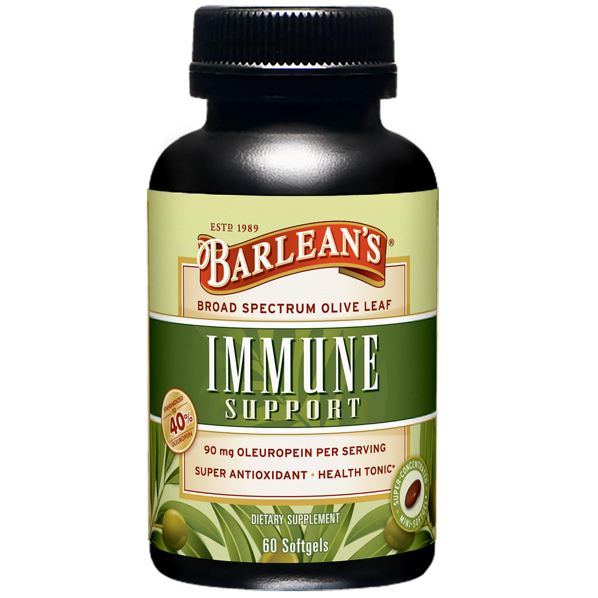 Barlean's Extrait de Feuille d'Olivier 60 capsules vue avant