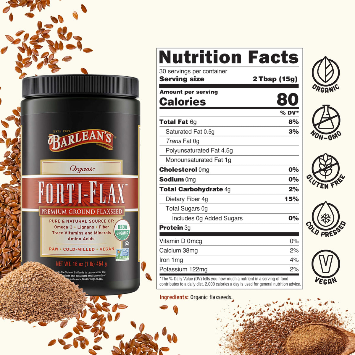 Barlean's Forti-Flax Graines de Lin Bio en utilisation quotidienne