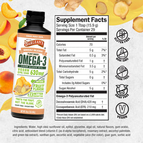 Barlean's Huile d'Algue Végane Omega 3 16 oz avec ingrédients