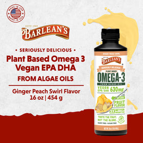Barlean's Huile d'Algue Végane Omega 3 16 oz étiquette