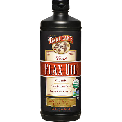 Barlean's Huile de Graines de Lin 32oz bouteille vue de face