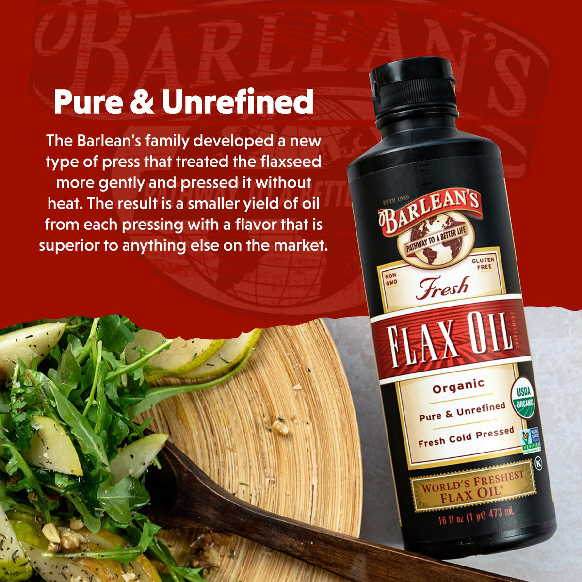 Barlean's Huile de Lin Bio 12oz avec yaourt