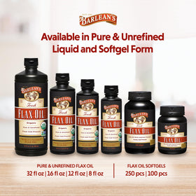 Barlean's Huile de Lin Bio 12oz étiquette et informations