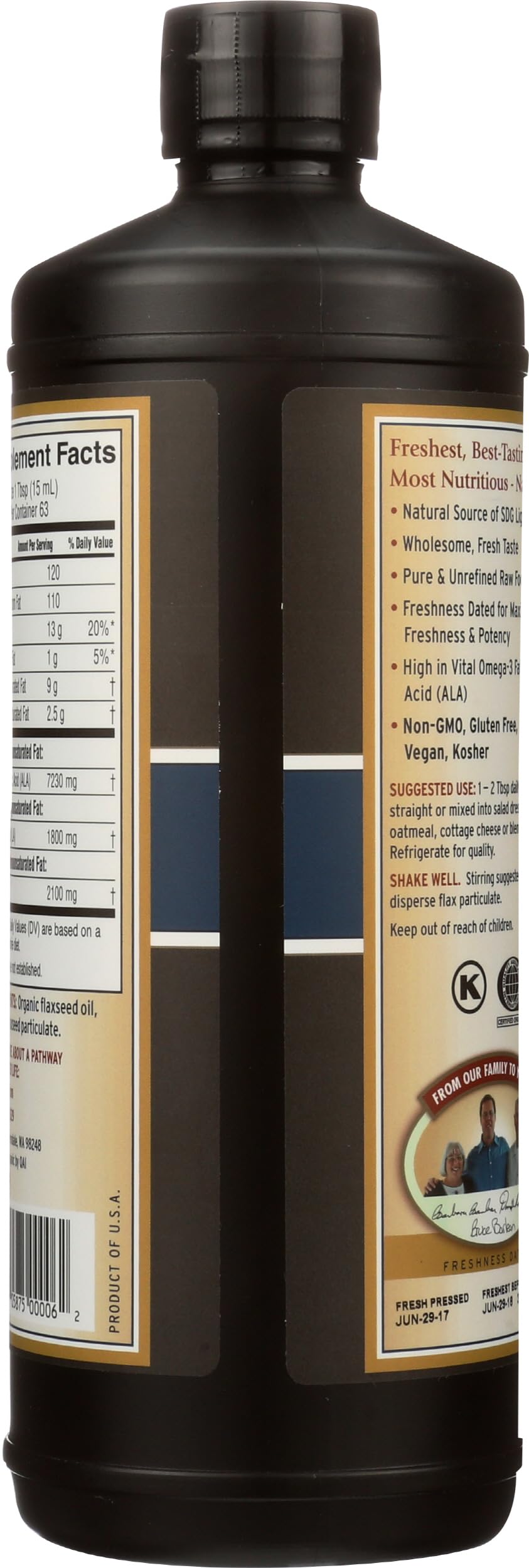 Barlean's Huile de Lin Lignan 32 oz avec une cuillère doseuse