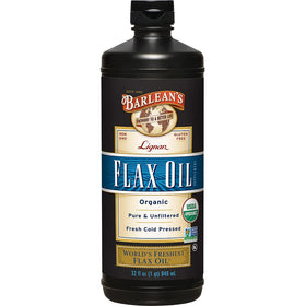 Barlean's Huile de Lin Lignan 32 oz vue avant avec étiquette