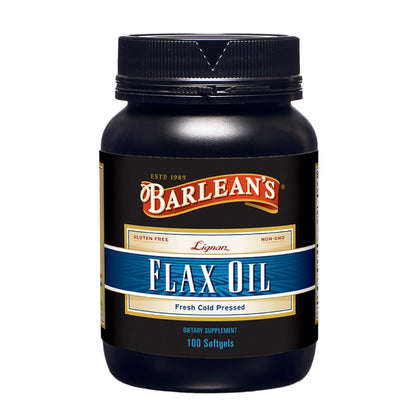 Barlean's Huile de Lin Lignanes Gélules 1550mg ALA, vue avant de l'emballage