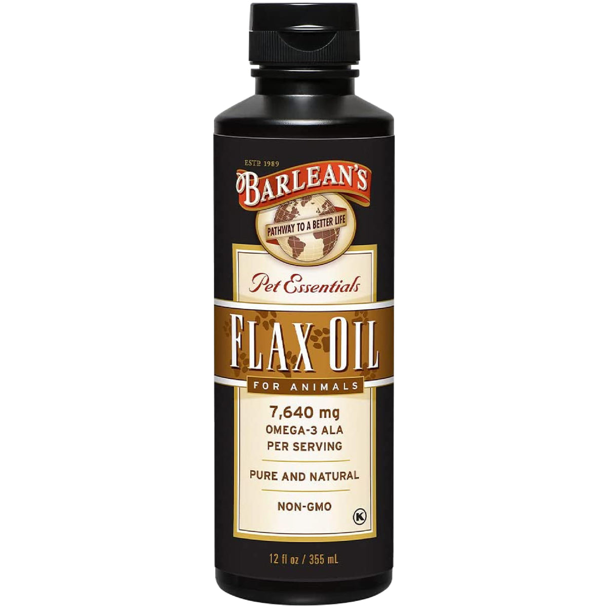 Barlean's Huile de Lin pour Animaux 355 ml vue avant
