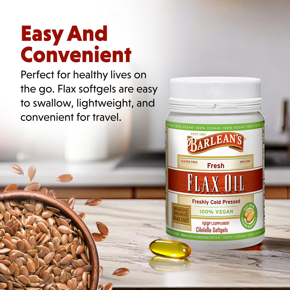 Barlean's Huile de Lin Végétale capsules en mode de vie actif