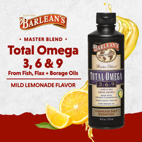 Barlean's Huile de Poisson Oméga 3 6 9 6 468 mg étiquette avec informations nutritionnelles