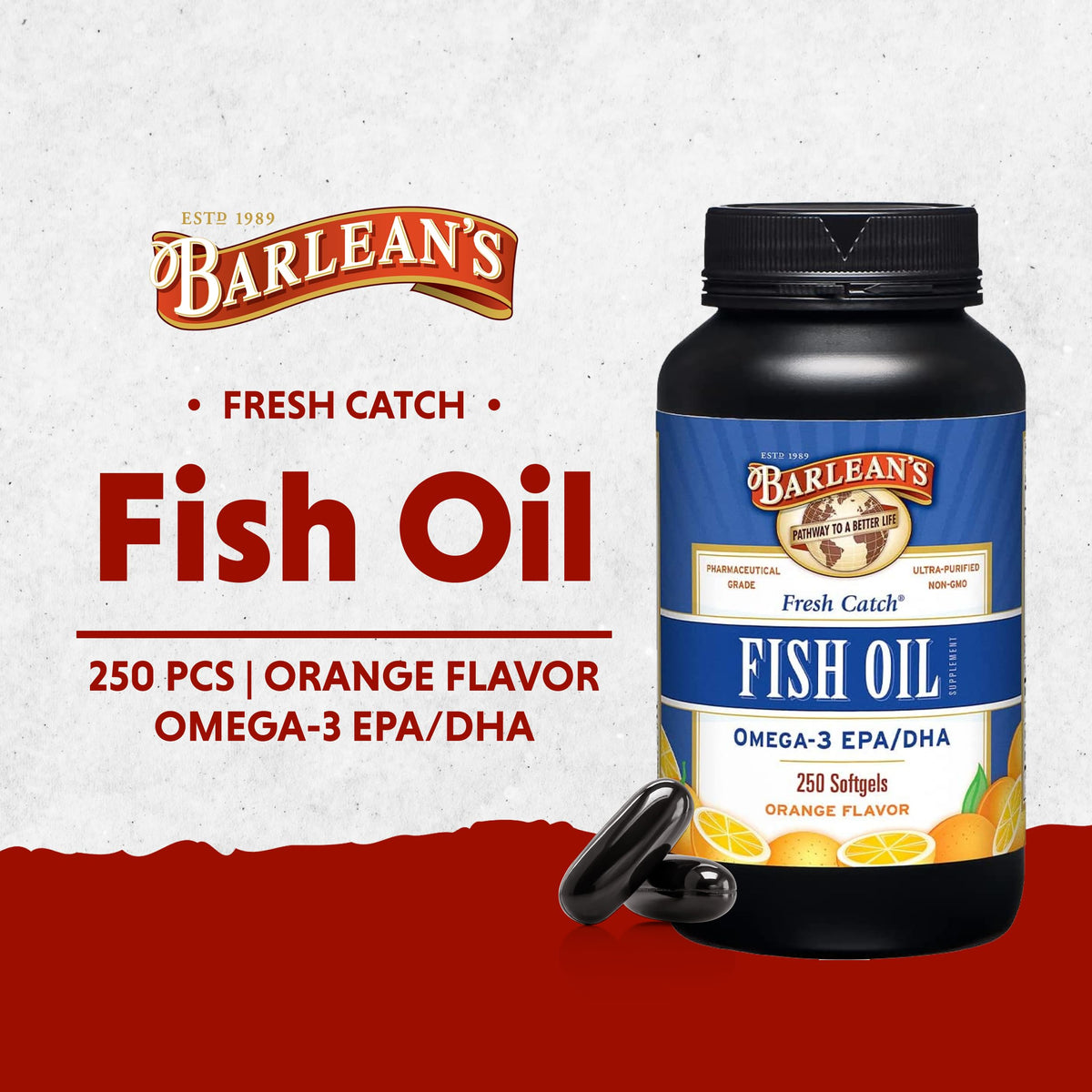 Barlean's Huile de Poisson Omega 3 600mg Gélules Orange arrière