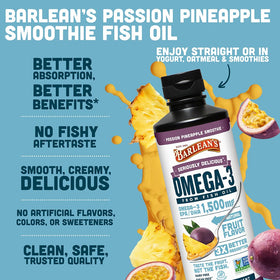 Barlean's Huile de Poisson Omega-3 Ananas Passion 16oz avec yaourt