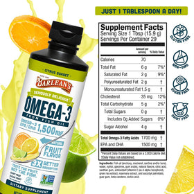 Barlean's Huile de Poisson Omega-3 Citrus Sorbet étiquette